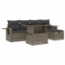 Set de muebles de jardín 6 pzas y cojines ratán sintético gris