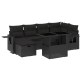 Set de sofás de jardín 7 pzas con cojines ratán sintético negro