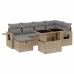 Set sofás de jardín 7 piezas y cojines ratán sintético beige