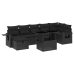 Set de sofás de jardín 8 piezas y cojines ratán sintético negro