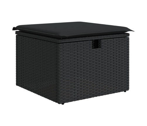 Set de sofás de jardín 8 piezas y cojines ratán sintético negro