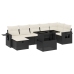 Set de sofás de jardín 8 piezas y cojines ratán sintético negro