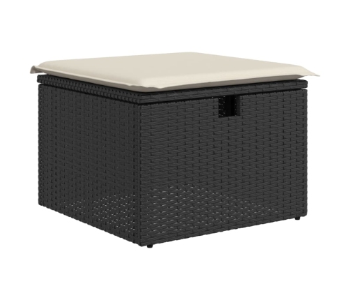 Set de sofás de jardín 8 piezas y cojines ratán sintético negro