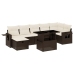 Set sofás de jardín 8 piezas y cojines ratán sintético marrón