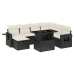 Set de sofás de jardín 8 piezas y cojines ratán sintético negro