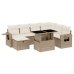 Set de sofás de jardín y cojines 8 piezas ratán sintético beige