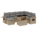 Set de sofás de jardín y cojines 8 piezas ratán sintético beige