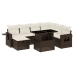 Set sofás de jardín 8 piezas y cojines ratán sintético marrón