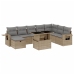Set de sofás de jardín 9 pzas con cojines ratán sintético beige