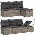 Set de muebles de jardín 9 pzas y cojines ratán sintético gris