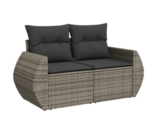 Set de sofás de jardín 7 pzas con cojines ratán sintético gris