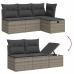 Set de sofás de jardín 7 pzas con cojines ratán sintético gris