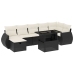 Set de sofás de jardín 8 piezas y cojines ratán sintético negro