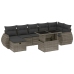Set de sofás de jardín y cojines 8 piezas ratán sintético gris