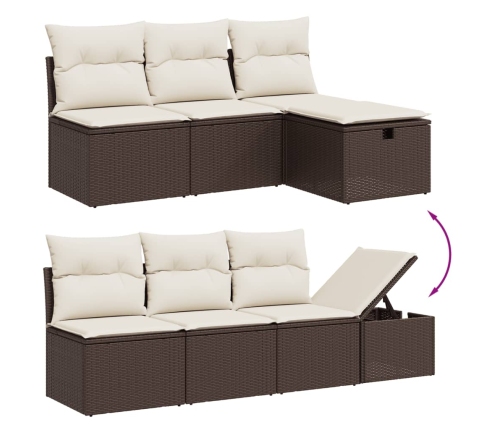 Set sofás de jardín 8 piezas y cojines ratán sintético marrón