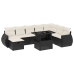 Set de sofás de jardín 8 piezas y cojines ratán sintético negro