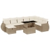 Set de sofás de jardín 9 pzas con cojines ratán sintético beige