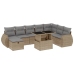 Set de sofás de jardín 9 pzas con cojines ratán sintético beige