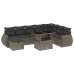 Set de muebles de jardín 9 pzas y cojines ratán sintético gris