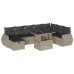 Set muebles jardín 9 pzas y cojines ratán sintético gris claro