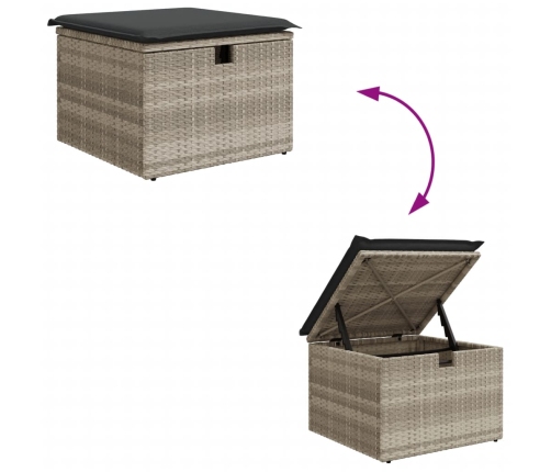 Set muebles jardín 9 pzas y cojines ratán sintético gris claro