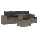 Set de muebles de jardín 6 pzas y cojines ratán sintético gris