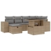 Set sofás de jardín 7 piezas y cojines ratán sintético beige