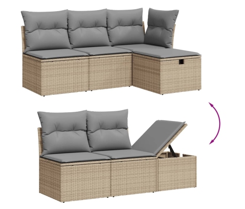 Set sofás de jardín 7 piezas y cojines ratán sintético beige