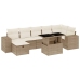 Set de sofás de jardín y cojines 8 piezas ratán sintético beige