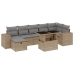Set de sofás de jardín y cojines 8 piezas ratán sintético beige