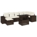 Set sofás de jardín 8 piezas y cojines ratán sintético marrón