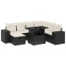 Set de sofás de jardín 8 piezas y cojines ratán sintético negro