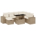 Set de sofás de jardín y cojines 8 piezas ratán sintético beige