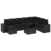 Set de sofás de jardín 8 piezas y cojines ratán sintético negro