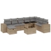 Set de sofás de jardín 9 pzas con cojines ratán sintético beige