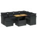 Set de sofás de jardín 8 piezas y cojines ratán sintético negro