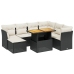 Set de sofás de jardín 8 piezas y cojines ratán sintético negro