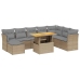 Set de sofás de jardín 9 pzas con cojines ratán sintético beige