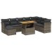 Set de muebles de jardín 9 pzas y cojines ratán sintético gris