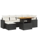 Set de comedor de jardín 7 pzas y cojines ratán sintético negro
