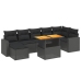 Set de sofás de jardín 8 piezas y cojines ratán sintético negro
