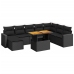 Set de sofás de jardín 8 piezas y cojines ratán sintético negro