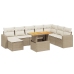 Set de sofás de jardín 9 pzas con cojines ratán sintético beige