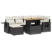 Set de comedor de jardín 7 pzas y cojines ratán sintético negro