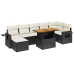 Set de sofás de jardín 8 piezas y cojines ratán sintético negro