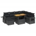 Set de sofás de jardín 8 piezas y cojines ratán sintético negro