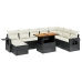 Set de sofás de jardín 8 piezas y cojines ratán sintético negro
