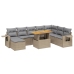 Set de sofás de jardín 9 pzas con cojines ratán sintético beige