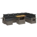 Set de muebles de jardín 9 pzas y cojines ratán sintético gris