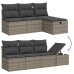 Set de muebles de jardín 9 pzas y cojines ratán sintético gris